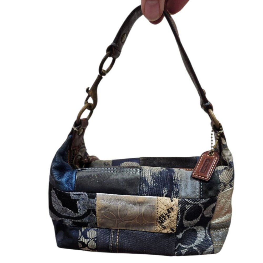 Coach Patchwork Denim Flower Print Accessory Pouc… - image 2